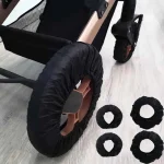 Housses de roues antipoussière pour poussette bébé protecteur roues Oxford accessoires landau 2 pièces noir