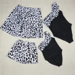 Ensemble maillot de bain maman fille style européen américain motif léopard été bébé enfant père fils plage piscine