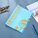 Classeur transparent pour partitions musicales A4 design piano bleu rangement documents organisation artistique idéal pour musiciens étudiants ou éducateurs créatifs