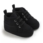 Bottines montantes bébé garçon fille chaussures souples antialé pour premiers pas style sportif couleur noire