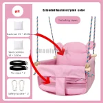 Balançoire pour enfants portable chaise suspendue au plafond avec coussin de siège hamac pour bébés et enfants ceinture de sécurité intérieur/extérieur jardin sécurité confort style moderne coloris rose accessoires inclus
