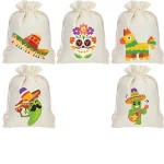 Sacscadeaux mexicains Cinco de Mayo décoration anniversaire bébé baby shower 5 pièces tissu coloré motifs culturels cadeau original