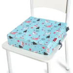 Coussin de chaise rehausseur pour enfants oreiller bébé chaise haute ajustable sécurisé design enfantin mousse rembourrée sangles fixation tissu polyester motifs colorés