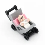 Poussette Miniature en Plastique ABS pour Bébé Jouet de Construction Compatible Lego Figurine Baby Accessoire Poussette Bumosquito