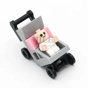 Poussette Miniature en Plastique ABS pour Bébé Jouet de Construction Compatible Lego Figurine Baby Accessoire Poussette Bumosquito
