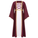 Robe princesse médiévale fille costume Halloween Renaissance robe longue style européen manches larges détails dorés 713 ans