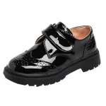 Chaussures enfants garçons cuir noir escarpins classiques occasionnels mariage école spectacle velcro antigelssant