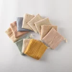 Ensemble de serviettes bébé en mousseline coton doux 5 pièces multiusages bain mains visage bavoirs lingettes carrées couleurs pastel