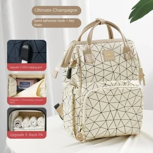 Sac à dos étanche USB design moderne pour maman sac à langer bébé style élégant compartiment amovible maternité portable Sac à dos étanche USB design moderne pour maman sac à langer bébé style élégant compartiment amovible maternité portable