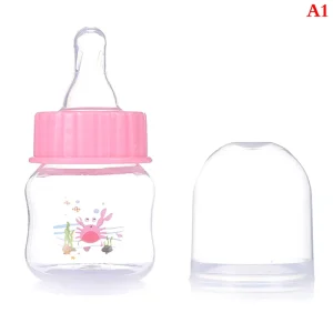 Biberon bébé sans BPA 50ml design crabe portable matériau PP tétine conique capuchon rose accessoire bébéปลอดภัย et pratique