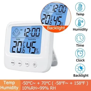 LCD numérique température bébé chambre humidité mètre rétro-éclairage maison intérieure électronique hygromètre thermomètre Station météo – white LCD numérique température bébé chambre humidité mètre rétro-éclairage maison intérieure électronique hygromètre thermomètre Station météo – white