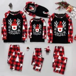 Ensemble pyjama famille Noel pyjama Noel pour enfants adultes coton polyester motif renne Noel cadeau Noel look vacances confort doux