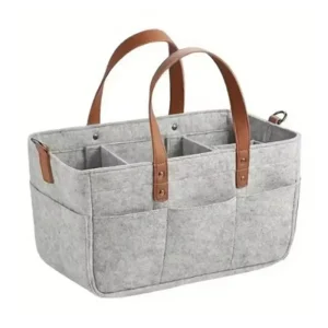 Organisateur de rangement en feutre pour bébé panier suspendu multifonctionnel grande capacité gris clair