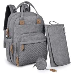 Sac à dos multifonctionnel PANGDUpun  3 pièces grande capacité étanche sac à langer pour bébé  Style moderne et minimaliste couleur gris et marron