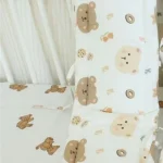Protègelit bébé doux anticollision tissu coton polyester motifs ours et biscuits bordures souples sécurité et confort universel