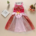 Robe princesse pour enfant déguisement fille costume princesse robe de fête style fairy tale tissu satiné tulle taille ajustable 39 ans