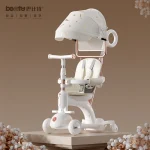 Poussette multifonctionnelle trottinette pour enfants extérieur rose or blanc