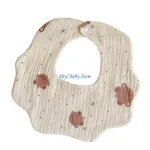 Bavoir bébé en coton motif ours espace  tissu burp Q1fe space bear 360° facile à attacher