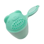 Tasse de bain pour bébé ours cartoon poignée cuillère shampoing eau sans BPA plastique ABS rose vert