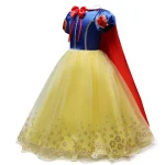 Robe de princesse en satin et tulle pour enfants Costume de fête d&rsquo;anniversaire Matériaux doux Style classique Accessoires inclus