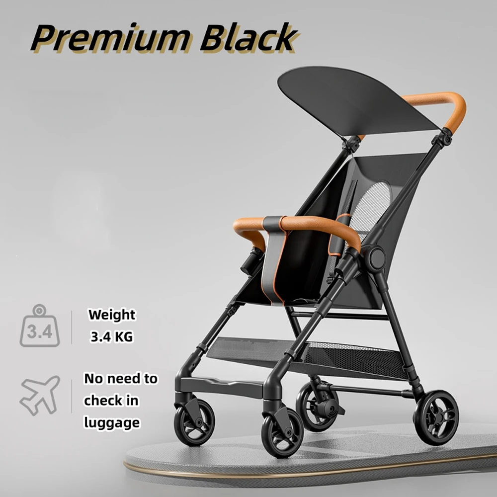 Poussette bébé portable légère pliable 4 roues design moderne minimaliste blanc idéale pour sorties voyages