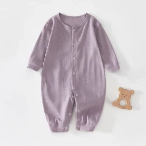 Pyjama bébé unisexe coton bio tricoté sleepsuit manches longues violet doux barboteuse confort printemps été hiver Pyjama bébé unisexe coton bio tricoté sleepsuit manches longues violet doux barboteuse confort printemps été hiver