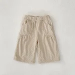 Pantalon d&rsquo;automne bébé 13 ans velours côtelé beige large élastique poches confortable style moderne garçon fille