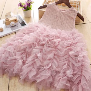 Robe de Princesse à Col Rond pour Bébé Fille Tenue de Soirée Matière Douce Style Élégant Tailles 1336 Mois