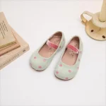 Chaussures plates en velours à pois pour enfant ballerines ajustables style casual couleurs vives été 713 ans