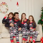 Ensemble pyjamas Noël famille chapeau imprimé lettre Père Maman Enfant Gel Baby mode