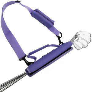 Étui transport clubs de golf portable compact léger violet avec pochette balles accessoires rangement ajustable ergonomique design moderne fonctionnel