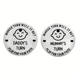 Cadeaux de réception pour bébé jetons de décision parents style moderne argenté édition limitée