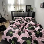 Housse de couette rayure design épuré pour enfants et adultes 100% coton doublereine taie d&rsquo;oreiller incluse lit bébé literie douce et sécurisée