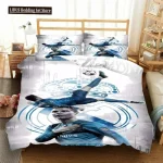 Ensemble de literie football Real Madrid pour chambre enfant design sportif couvrelit et taies d&rsquo;oreiller décoration moderne style athlétique idée cadeau enfants fans football