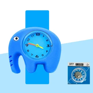 Horloge enfant design éléphant cadran bleu accessoire chambre bébé garçon fille cadeau anniversaire 215 ans résistant à l&rsquo;eau