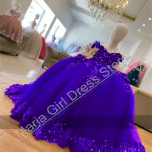Robe princesse à fleurs rouge pour filles épaules nues nœud satin robe de bal anniversaire mariage concours personnalisée Royal Blue Robe princesse à fleurs rouge pour filles épaules nues nœud satin robe de bal anniversaire mariage concours personnalisée Royal Blue