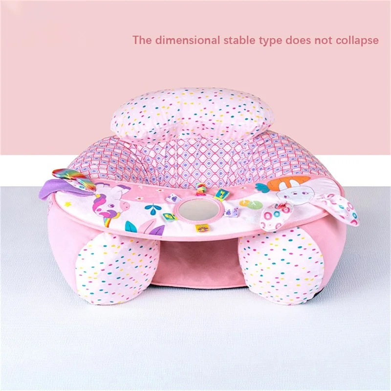 Siège gonflable bébé fauteuil enfant soutien dos miroir dentition chaise assis sol 36 ans design licorne coussin tête coloré rose violet