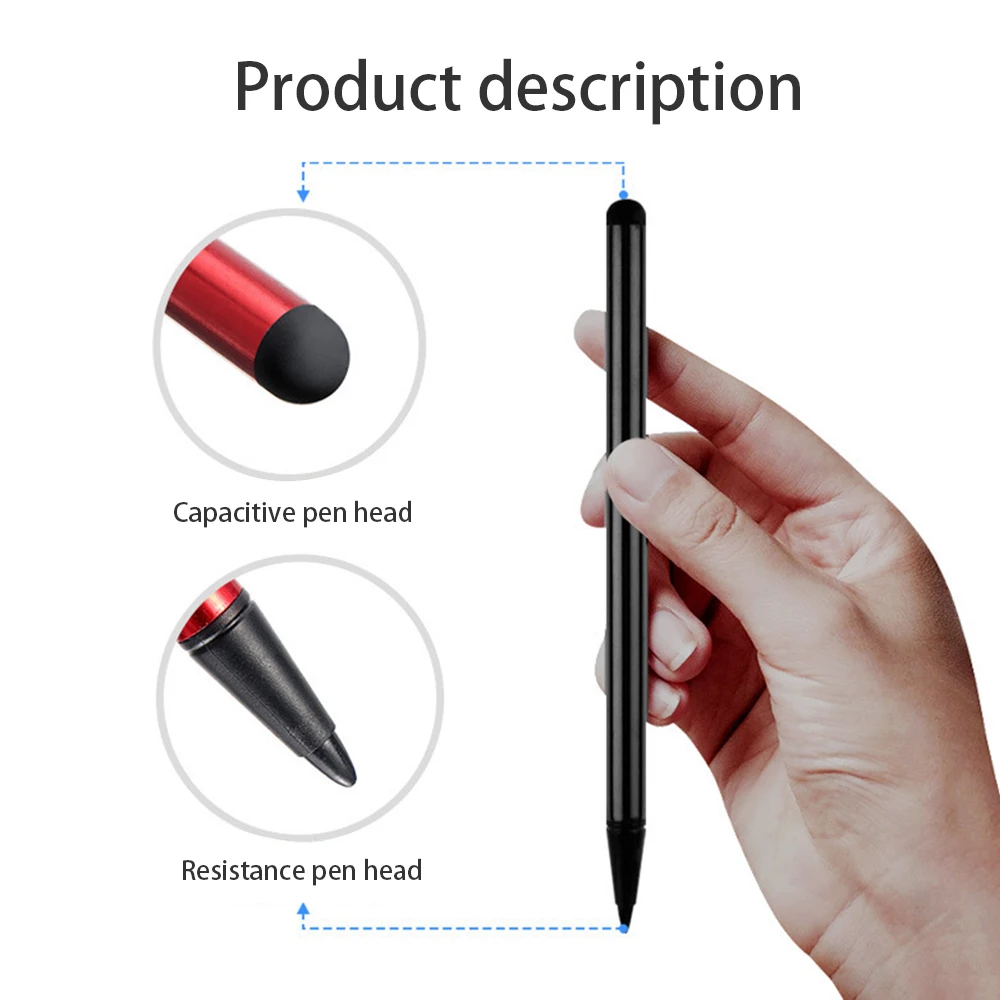 Stylo universel écran tactile portable plastique métal design minimaliste rétractable noir sans marque