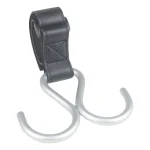 Crochets poussette en forme de S double crochet suspension PU accessoires poussette couleur unie sécurité bébé poussette vélo noir