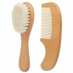 Ensemble brosse et peigne bébé en bois et soie soin cheveux délicats portable hypoallergénique design naturel cadeau naissance
