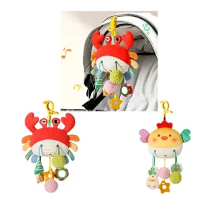 Jouet de traction crabe pour bébé mobile sensoriel pour poussette berceau jouets suspendus avec hochets cloche anneau de dentition en silicone développement sensoriel bébé Jouet de traction crabe pour bébé mobile sensoriel pour poussette berceau jouets suspendus avec hochets cloche anneau de dentition en silicone développement sensoriel bébé