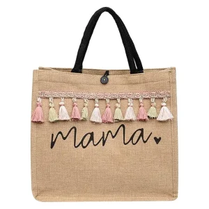 Sac fourretout maman lettre &lsquo;Mama&rsquo; imprimée sac à main grande capacité tote bag décontracté pour maman bébé accessoire pratique mode moderne