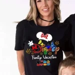 Tshirt Disney pour famille parent enfant style mignon coton confortable unisexe vacances