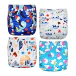 Couches de poche réutilisables et lavables style tendance 315kg 4 pièces matériau polyester waterproof microfibre douce pressions ajustables bébé