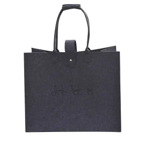 Sac en feutre moderne pour transport et rangement style minimaliste motifs bicyclette couleur noire poignées robustes fermeture à pression Sac en feutre moderne pour transport et rangement style minimaliste motifs bicyclette couleur noire poignées robustes fermeture à pression