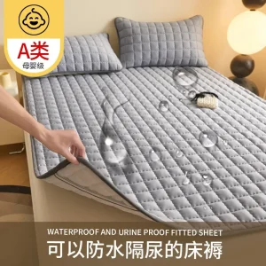 Matelas protecteur imperméable coton douillet bébé lit matelas houssable matelassé protègematelas gris clair