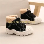 Bottines enfants cuir synthétique fourrure beige noir confortables antidérapantes hiver usage quotidien modernes sécurisées bébés