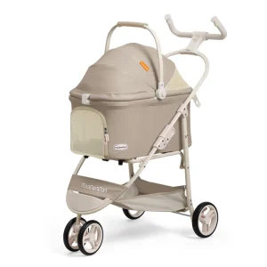 Poussette animaux de compagnie grande valeur légère pliable détachable panier voiture chat chien voyage extérieur Milk Brown