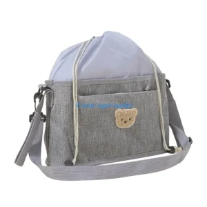 Organisateur poussette sac à dos bébé motif ours dessin animé portable léger maternité sortie spacieux transparent