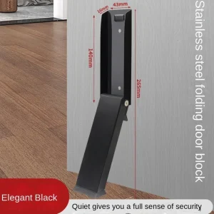 Butoir de porte pliant en acier inoxydable sécurité domestique anticollision design moderne facile à utiliser robuste couleur noire
